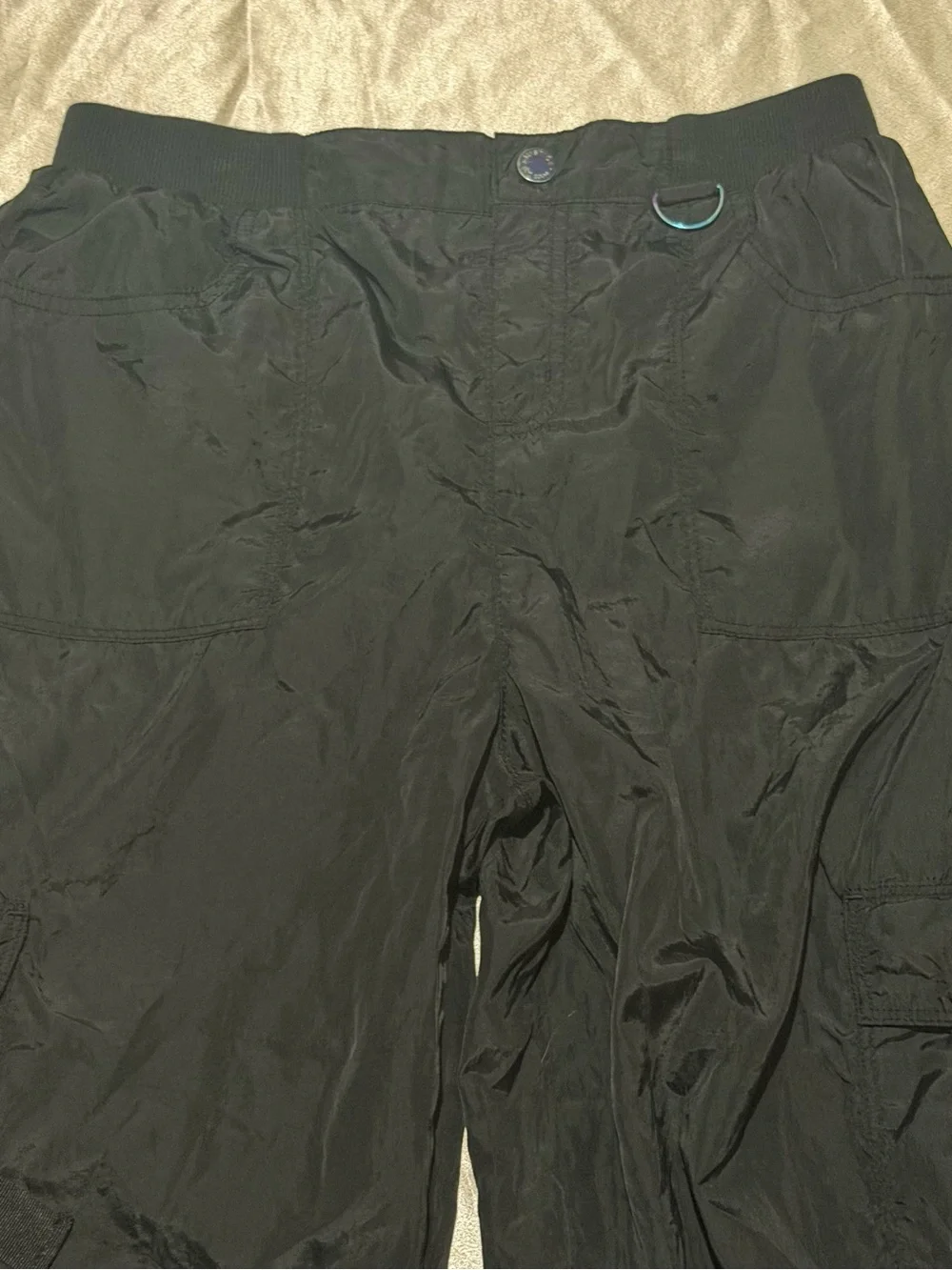 Justice Black Nylon Cargo Jogger Pants with Logo Patch Girl’s XL 16/18